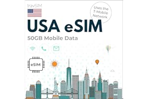 travSIM - USA SIM Card (T-Mobile Scheda SIM) Valida per 15 Giorni - 50GB 3G 4G LTE Dati mobili - Stati Uniti T-Mobile US SIM Card (Funziona anche in Canada e Messico, 5GB Combinati)
