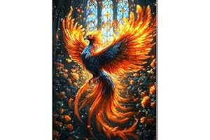 KEYIFA Phoenix Paint by Numbers for Adults, Painting by Number Canvas Kits with Acrylic Paint Brushes, DIY Phoenix Craft Oil Painting Art Kits for Adults, Home Wall Decor 30x40cm