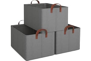 iEGrow Aufbewahrungsbox, 3er Set, faltbare Stoffbox mit Griffen, Aufbewahrung für Kleidung, 30 x 20 x 15 cm, Oxford , geeignet für Wohnzimmer, Schlafzimmer, Aufbewahrung von Badartikeln (Grau)