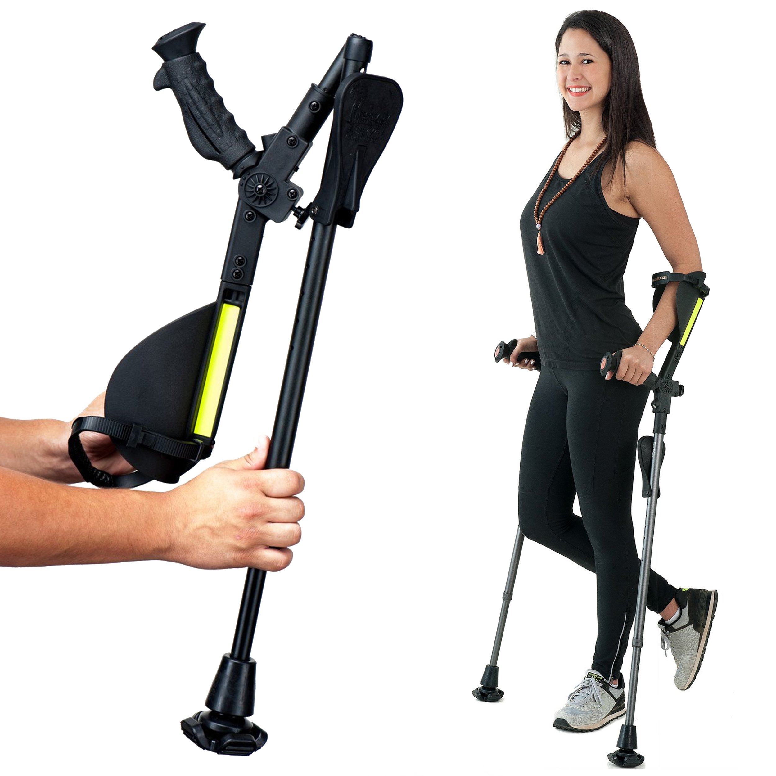 Ergobaum 7G Adjustable Folding Ergonomic ShockAbsorbing Crutches (Pair