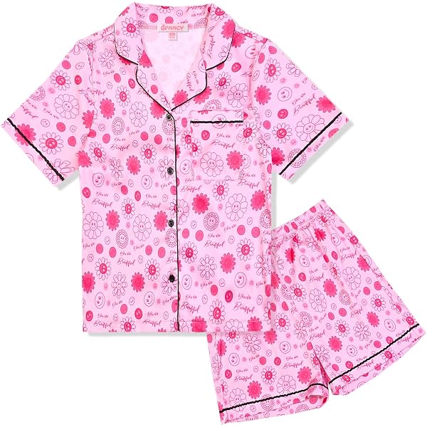 Schbbbta Women's & Girls Satin Pajama Set | 2-Piece Button-Down Long Sleeve Sleepwear, Pink Leopard Print (Large) - View #13