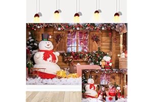 RUYI Toile de fond pour photographie de Noël, bonhomme de neige, Père Noël, cadeaux de Noël, fond de réveillon de vacances, décorations de fête (2,4 x 1,8 m)