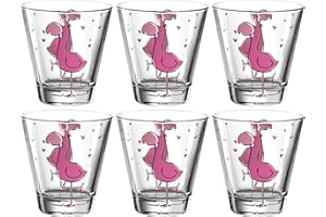 Leonardo Bambini 017904 Lot de 6 gobelets en verre, pour enfant, motif animal, passe au lave-vaisselle, 215 ml