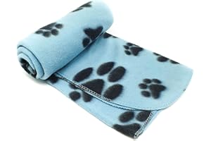 PET LIVING New Pet Touch Soft Fleece Pet Blanket Dogs Puppy Cat Kittens Blankets Paws & Bones Print ((73 X 70) cm, Blue (Black Paws))