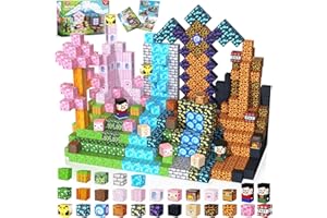 GraceDuck Construction Magnetique Enfant - 200 Pièces Magnetic Blocks - Forêt Sombre & Château Rose - Cube Magnétique Jouets pour Montessori de Garçons et Filles - Cadeau Enfant 3-9 Ans Jouets STEM