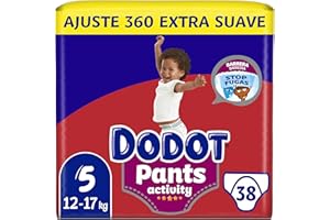 Dodot Activity Pants Pañal-Braguita Talla 5, 38 Pañales, 12kg-17kg, Con Barrera STOP Fugas Que Ayuda A Prevenir Fugas Traseras