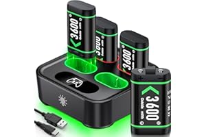 ELEGAMEFY Ladegerät für Xbox Wireless Controller, 4x3600mWh Akku Pack für Xbox Series X|S/Xbox One/One S/X/Elite Controller Zubehör - Wiederaufladbare