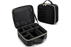 LIONVISON Trousse Maquillage, Sac Rangement Maquillage de Voyage Professionnel Malette Maquillage, Sac Grand Trousse de Maquillage Femme Portable Vanity Valise Étanche avec Diviseurs, Noir