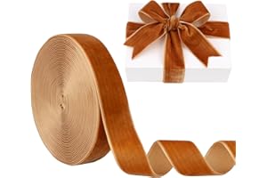 Velvet Ribbon Copper 1 Inch (25mm) 10 Yards Manjonzic Single-Sided Velvet Ribbon Trim Perfect for Christmas Trees Gift Wrapping Bouquets Wedding Decor