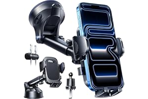 YRU [True Military-Grade & 360° Rotatable Suction] 2025 Ultimate Car Phone Holder Mount【90+LBS Safest Strongest & Patent Certs】 Dashboard Windscreen Vent for iPhone 17 16 Pro Max Samsung, Pure Black