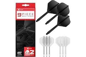 Target Darts K-Flex Integrated Dart Flights and Shafts, Kflex 9 Pack Bundle, Multipack - K Flex 3 Couleurs | Noir, Blanc, Clair, Rouge, Vert, Bleu, Rose, Orange, Jaune | Court, Intermédiaire, Moyen