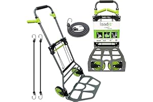 RACKIT LoadIt Heavy Duty 150kg Load Capacity Folding Sack Truck Trolley - Professional Hand Truck with Steel Frame & Solid Rubber Wheels - Collapsible for Easy Storage - Durable Transport Trolly for Moving