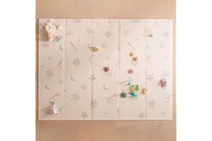 Nuby - Tappeto Gioco Bebè Imbottito Pieghevole e Reversibile - Tappetino Leggero e Morbido per Giocare sul Pavimento - Motivo Stelle e Cielo - Pavimento Imbottito per Bebè - 150x200 cm