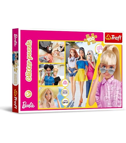 Ravensburger Puzzle Barbie 4 In 1 Per Bambini 5+ Anni - 4 Puzzle Da 100 Pezzi Ciascuno, Formato 36x26 Cm, Soft-Click, Cartone Riciclato