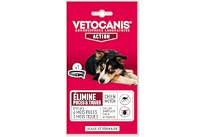 VETOCANIS - Collare antiparassitario, anti-pulci e anti-zecche al dimpilato, efficace a lunga durata, 120 giorni