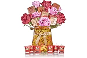 thegiftbox Candle Bouquet Gifts for Women Gifts for Mum Ladies Luxury Gifts for Birthday Christmas Gifts (ScarletRose)