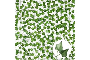 ROSYLEVE 12 sztuk sztucznego bluszczu, 210 cm, realistyczny sztuczny bluszcz, odporny na promieniowanie UV, wodoodporny, wielokrotnego użytku, dekoracja do wnętrz i na zewnątrz, na wesela, imprezy i