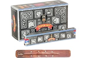 Satya Nag Champa Super Hit Incense Sticks | x12 pack | with SAMASIA incense sticks holder | Used for Suomatherapy, Spa, Yoga, Weddings, Meditation, Healing, Positivity and Relaxation