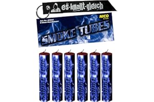 ‎NICO EUROPE Rauchfackel Smoke Tubes im 6er Pack in Rot Blau Gelb Grün Orange Weiß Mix von NICO Europe mit Anhänger (Blau)