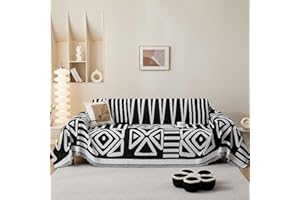 SHANNA Boho Sofa Cover for 2 3 4 Seater, Chenille AB Sided Slipcover for Corner Sofa, All-Season Protection Couch Cover for Dogs, Couch Protector Loveseat Futon Cover L Shaped Sofa Cover with Tassel