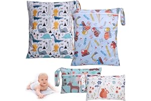 Hejo 4 sztuki worków, torba na mokro, wodoszczelna torba na pieluchy, wielokrotnego użytku dla niemowląt, pieluchy i mokre ubrania, wielokolorowa, Wetbag