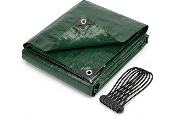 CoverUp! Bâche 2 x 3 – Toile Renforcée 200 g/m² – Étanche & Indéchirable – Œillets INOX + 10 tendeurs – Idéale pour Jardin, Camping, Bois – Vert