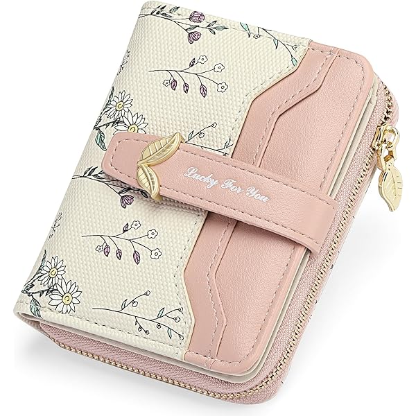 REETEE Kleine damesportemonnee van PU-leer, klein en in kort formaat, portemonnee met veel vakken, portemonnee met 10 kaartvakken en muntvak met ritssluiting, roze, 18,5 x 9,5 x 3 cm, Modern