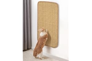 HEATAIL Kratzmatte Katze Sisal Teppich 50x25 cm, Klettverschluss+Doppelseitige Klebefixierung Design Kratzbrett, Kratzwand für Katzen Übernimmt EIN Gewickeltes Kantendesign, Schützt Sofa, Teppiche, Wand