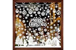 BBLIKE Christmas Window Stickers 8 Sheets Window Stickers Decor, PVC Xmas Decoration Reusable Christmas Stickers for Xmas Decals Decorations for Christmas Window Display,Home Decor,Party Decor (White)