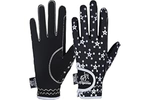 AFE Guantes Unisex para niños y niñas, Guantes de equitación, Guantes de equitación, Guantes Deportivos para Exteriores, Guantes de Ciclismo para niños, Color Negro, Azul, Rosa, diseño de Estrella