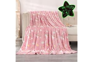 Ruiuzioong Coperta Glow In The Dark per bambini, coperta in peluche che si illumina al buio, coperta per bambini, idea regalo (arcobaleno, 130 x 150 cm)