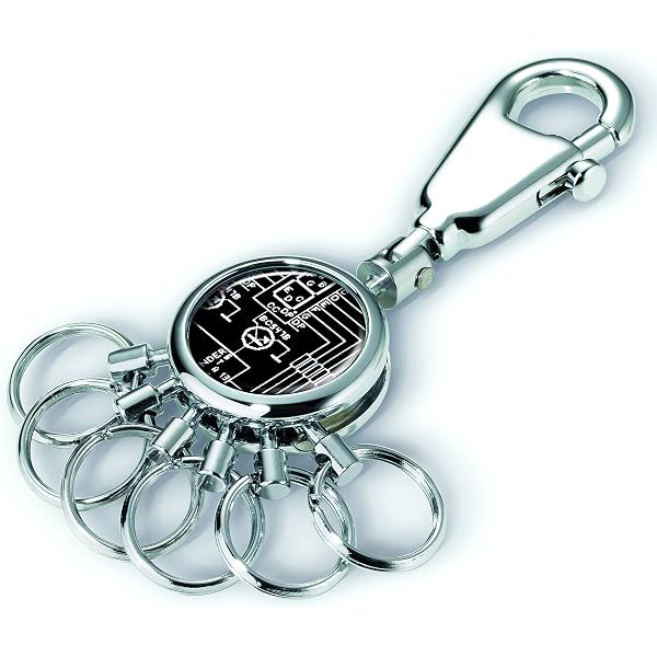 TROIKA 2-Way Key KR22-09/BK Portachiavi Organizer Con 3 Anelli - Portachiavi Scorrevole Nero Regalo Uomo