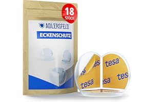 ‎ADLERSFELD Adlersfeld® 17120 Eckenschutz Baby / 18 Stück, Transparent, Tesa Klebefolie (Kantenschutz Kinder Selbstklebend Tischkantenschutz Ecken- & Kantenschutz Eckschutz Tisch) Für alle Materialien und Möbel
