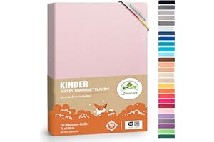 ‎LEEVITEX Premium Kinder Spannbettlaken leevitex® | 1er Set | Für Babybett & Kinderbett 70 x 140 cm | 100% hochwertige Mako-Jersey-Baumwolle - 170 g/m² | Öko Tex geprüft | Rosa