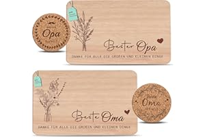 GOLDZIPLES 2er Set Frühstücksbrettchen Oma & Opa geschenke Set | Brotzeitbrett mit Gravur | Großeltern Geschenke Buchenholz Schneidebrett | Geschenkidee ideal für Mutter&Vatertag Geburtstags Weihnachten