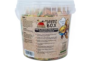 Tropical Fish Food Flakes For Aquariums 1L 140g - Including Koi Carp Goldfish & Pond Bottom Feeders - Doesn’t Make Water Cloudy - High in Omega 3 Protein & Fat - Seedzbox