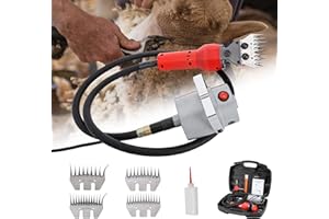 CGOLDENWALL Tondeuse Mouton Électrique 750W Haute Puissance Serrage Réglable Large Application 2400RPM pour Mouton Laine Chèvre (9 dents droites+9 dents courbes+13 dents droites+13 dents courbes)