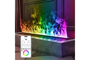 ‎MEXHOM Wasserdampf-Kamin, APP-Fernbedienung intelligentes elektrisches Feuer, mehrere Flammenfarben elektrischer Kamin, 800mm Schwarz