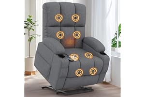 ‎SRFZLUXY Srfzluxy Relaxsessel Massagesessel Elektrisch Verstellbar Fernsehsessel mit Liegefunktion Massage Wärmefunktion, TYP C&USB-Anschlüsse, 4 Seitentaschen 2 Getränkehalter, Lesesessel TV Sessel Wohnzimmer