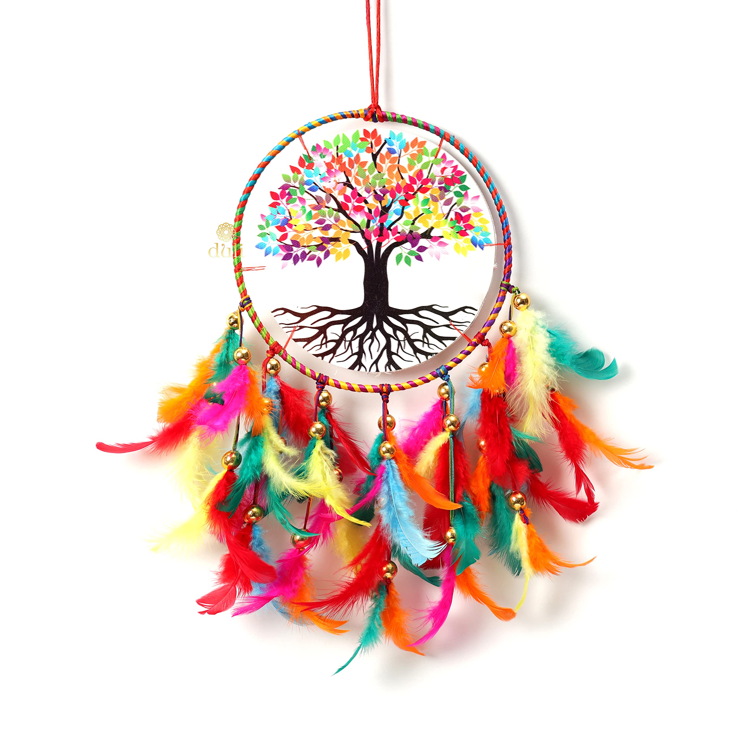 DULI Dream Catcher Handmade Tree of Life Canvas Dreamcatcher for Bedrooms Office Balcony Outdoors Garden Car Hanging, 49cm, D
