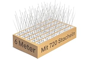 Praknu Taubenabwehr Vogelabwehr Edelstahl - 6 Meter - 720 Stacheln Spikes - Einfache Montage - 600cm Effektiver Taubenschutz für Dach, Balkon und Zäune