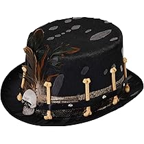 Sombrero Disfraz Detalles Cráneo Sombrero Catrina Hombre Boland 72257 – Sombrero Voodoo Ayida, Tocado Steampunk, Milagroso, Disfraz, Carnaval, Fiesta Temática, Halloween Sombrero Domadora De Circo Tocado Steampunk Halloween