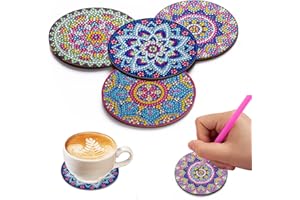 MINGSH 4 Pcs Diamond Paintings Coasters, DIY Coasters Small Diamond Painting Kits for Beginners, Adults & Kids Diamond Art Craft Supplies Christmas Home Decor(without iron holder)