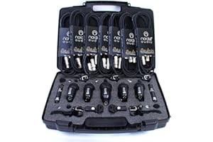 Nordell 7 Piece Drum Microphones Set - Includes 5 Rim Clips, 7 XLR 6m Cables and Case