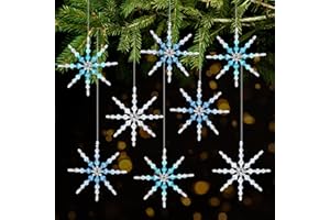 WUQNGI Basteln Weihnachten Kinder, 8 Stück Perlensterne Bastelset Schneeflocken, Weihnachtsdeko Weihnachtsbasteln Drahtsterne Rohlinge Set mit 576 Perlen, Sterne Basteln Anhänger für Christbaumschmuck