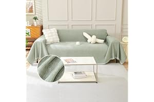 TAOTAOGO Sofa Cover 2 3 Seater Chenille Corner Sofa Slipcover Washable L Shape Sofa Covers Sectional Couch Cover with Tassel Furniture Protector for Pet Loveseat Futon Cover F Green 180x300cm