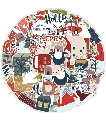 100 Stück Weihnachtsaufkleber – Verschiedene Designs, Abziehbar & Rückstandsfrei, Für Laptops, Flaschen, Skateboards