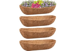 Riare 4Pcs Trough Coco Coir Liners 30Inch Coconut Coir Hanging Basket Liner for Planters Natural Coco Fiber Window Box Liners for Wall Planter, Window Basket Deck Railing Planter (4, 30inch)