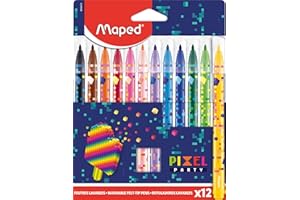 Maped - Pennarelli Pixel Party Feltro da colorare Colore per disegno bambini lavabile punta media bloccata