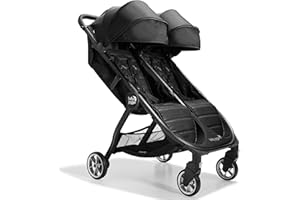 Baby Jogger City Tour 2 Double Travel Pushchair | Lightweight, Foldable & Portable Double Buggy | Pitch Black